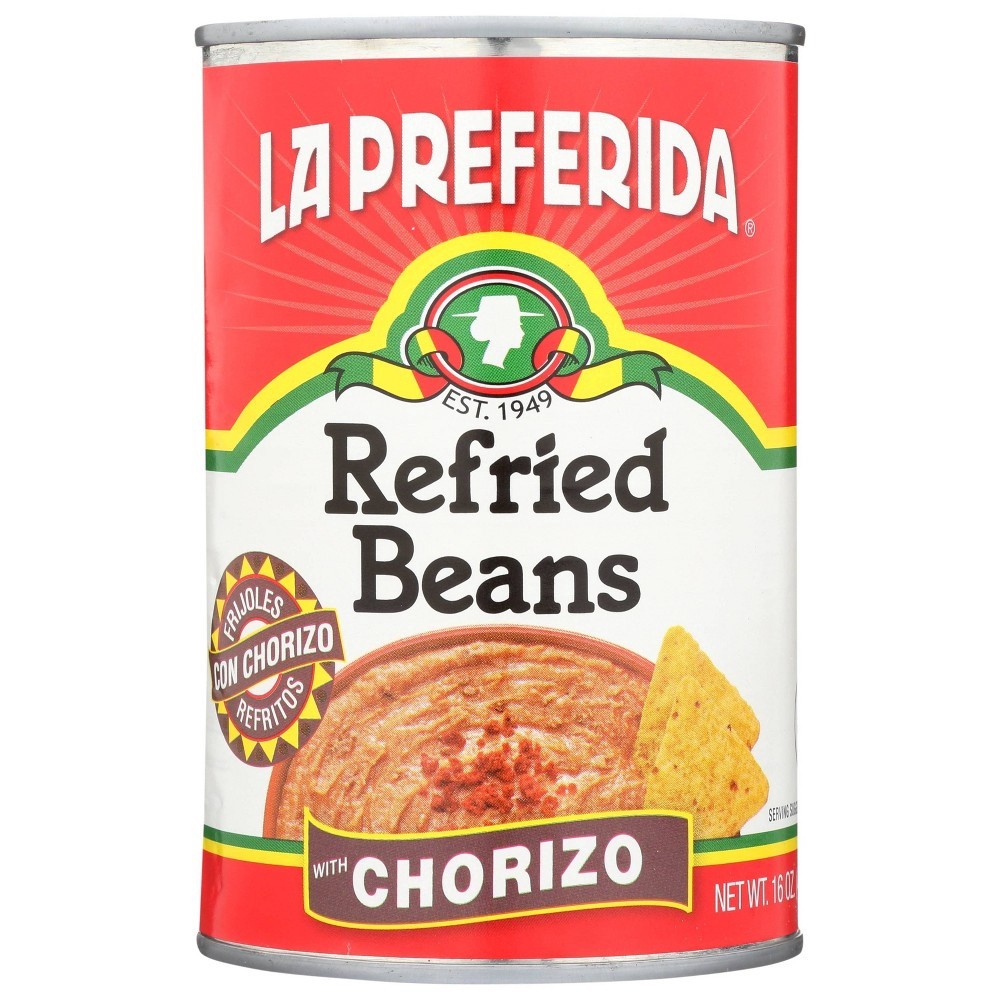 slide 2 of 4, La Preferida Refried Beans With Chorizo, 16 oz