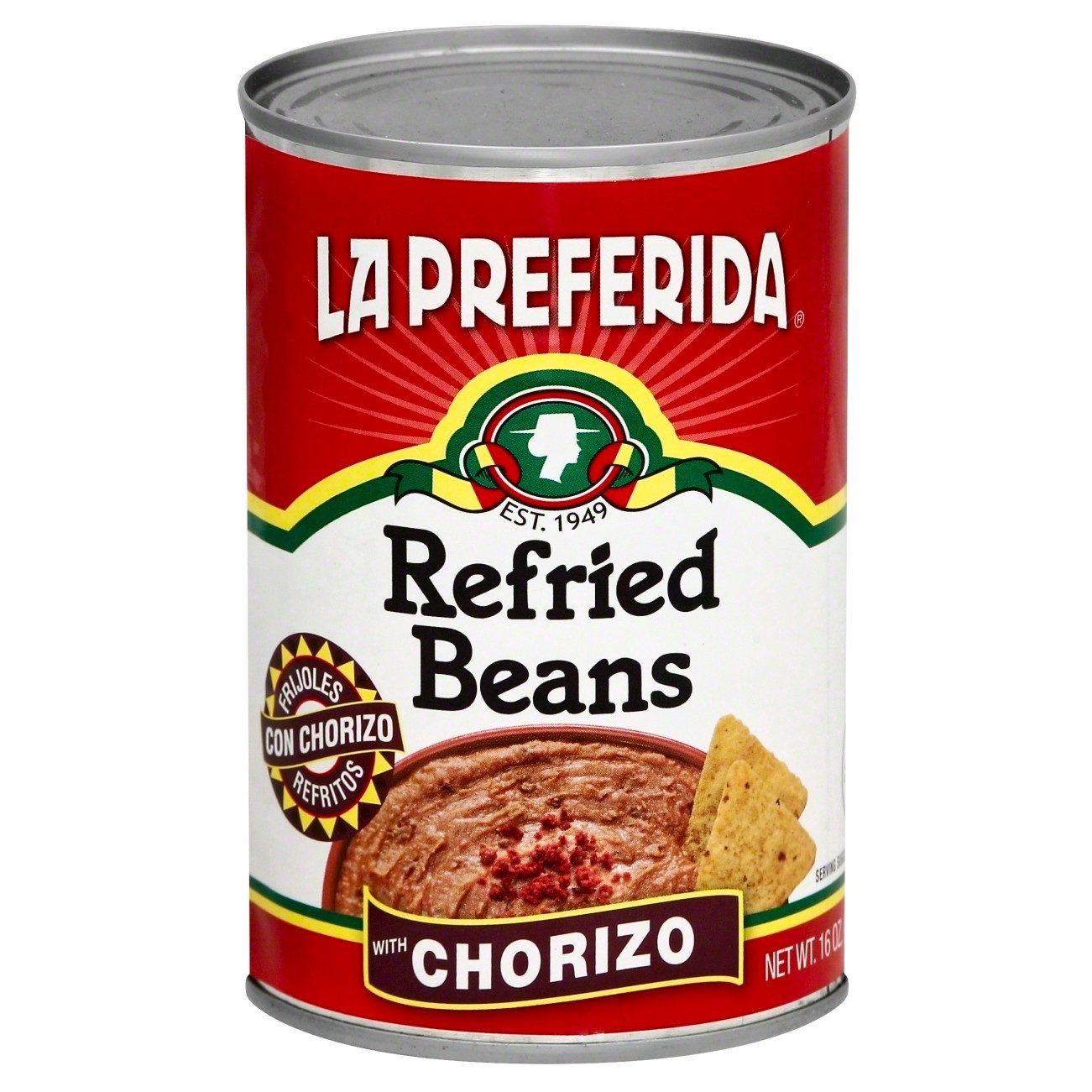 slide 1 of 4, La Preferida Refried Beans With Chorizo, 16 oz