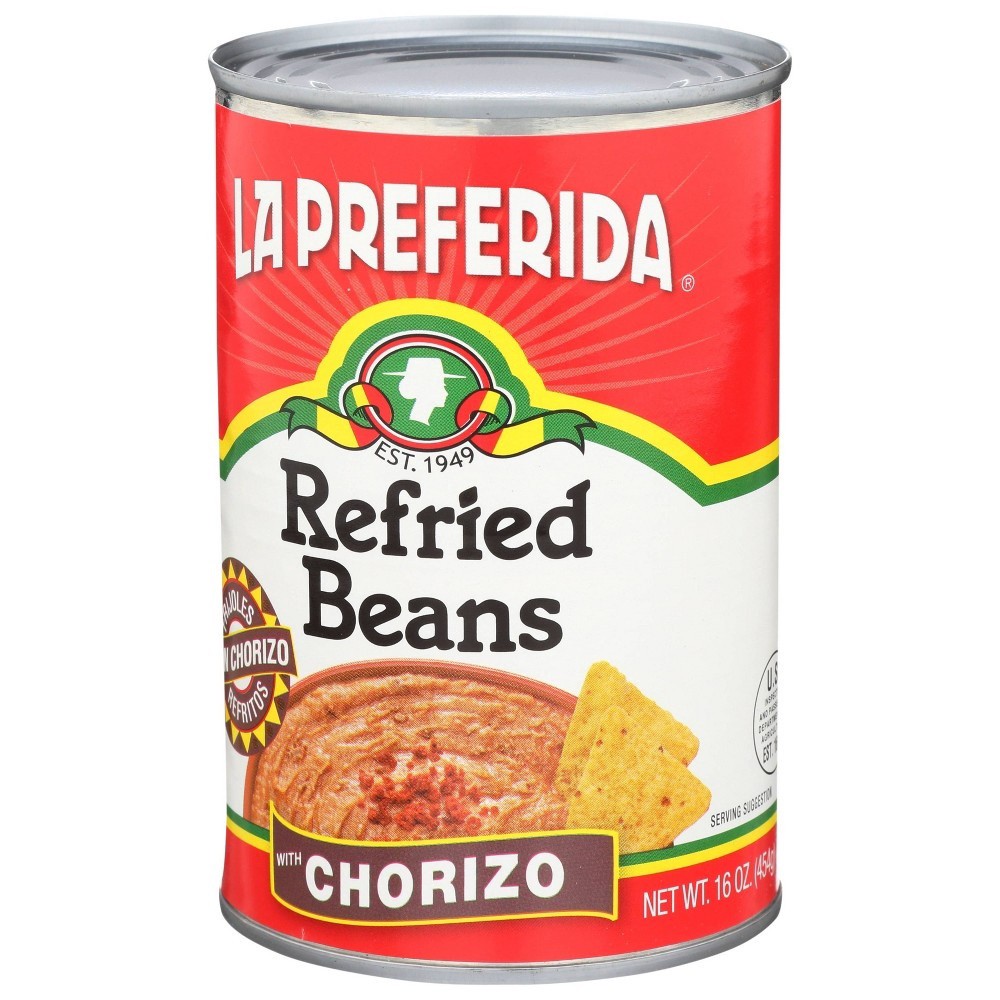 slide 3 of 4, La Preferida Refried Beans With Chorizo, 16 oz