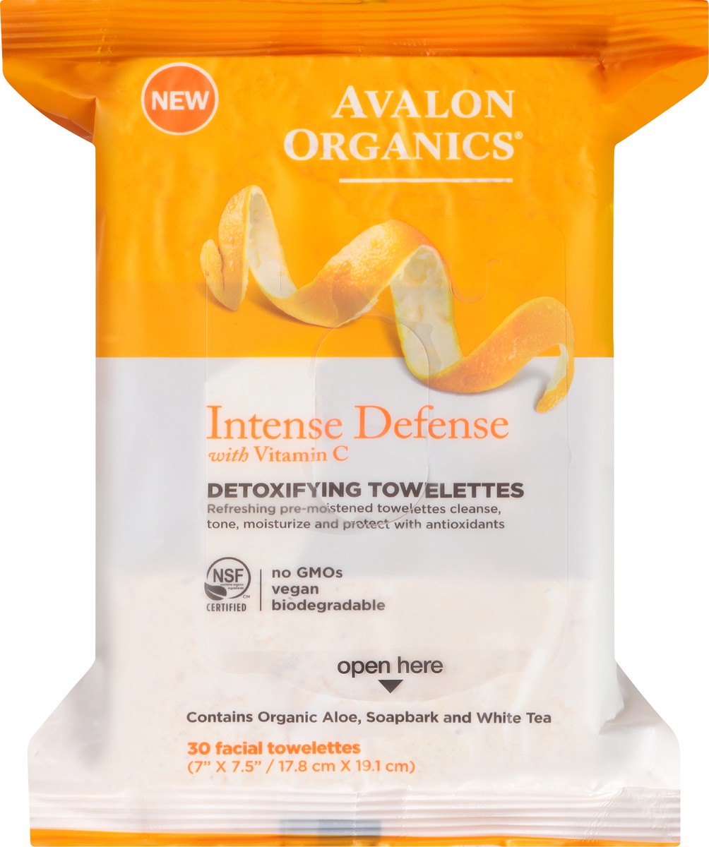 slide 7 of 7, Avalon Organics Intense Defense With Vitamin C Detoxifying Facial Towelettes, 30 ct