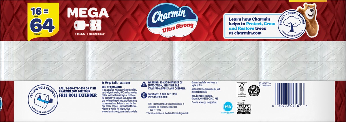 slide 4 of 5, Charmin Ultra Strong Toilet Paper 16 Mega Rolls, 242 Sheets Per Roll, 4 ct