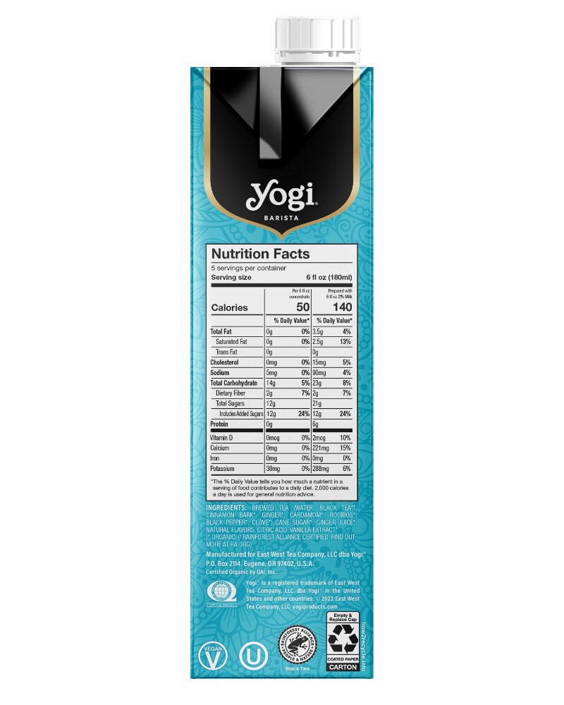 slide 3 of 6, Yogi Organic Light Chai Latte - 32 fl oz, 32 fl oz