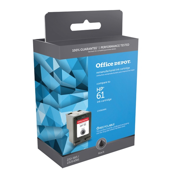slide 1 of 3, Office Depot Brand 61 Remanufactured Ink Cartridge Replacement For Hp 61 Black, 1 ct