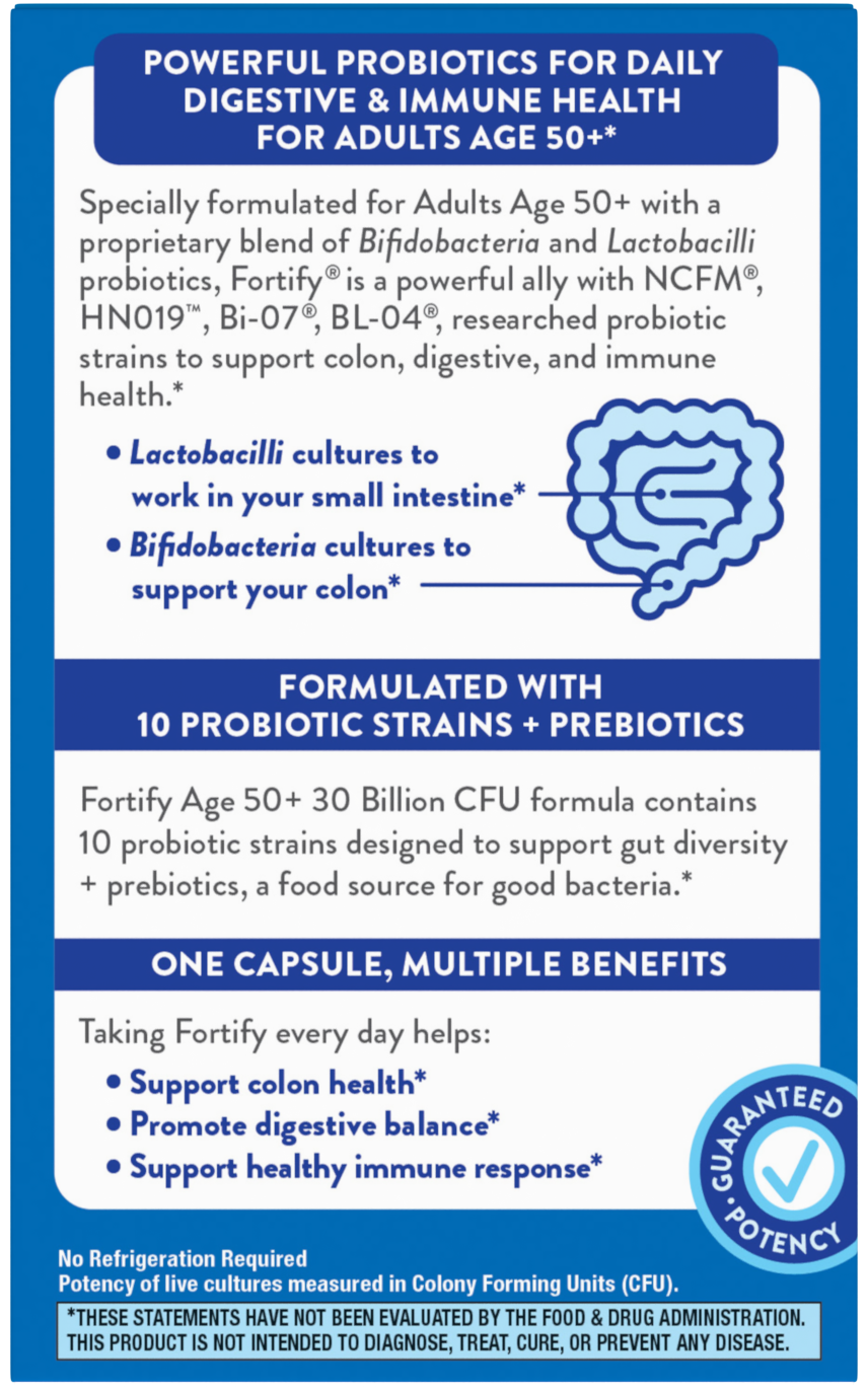 slide 4 of 5, Nature's Way Fortify Capsules Everyday Care Age 50+ Probiotic + Prebiotics 30 ea, 30 ct