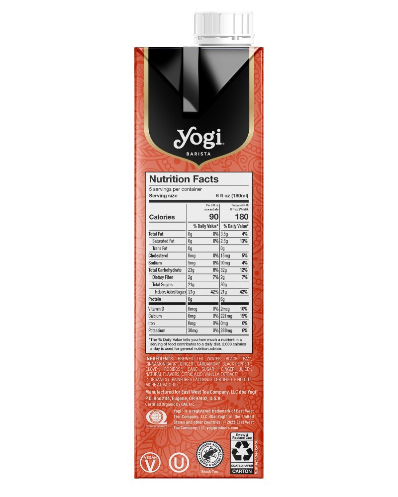 slide 5 of 6, Yogi Organic Classic Chai Latte 32 fl oz, 32 fl oz