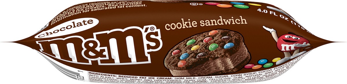 slide 7 of 9, M&M's Ice Cream Chocolate Cookie Sandwich, Reduced Fat Chocolate Ice Cream Dessert Cookie Sandwich, 4 Oz, 4 fl oz