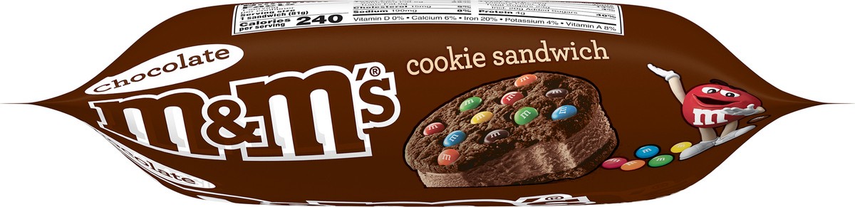 slide 6 of 9, M&M's Ice Cream Chocolate Cookie Sandwich, Reduced Fat Chocolate Ice Cream Dessert Cookie Sandwich, 4 Oz, 4 fl oz