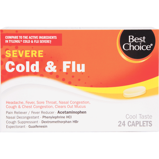 slide 1 of 1, Best Choice Cold And Flu Severe Caplets, 24 ct