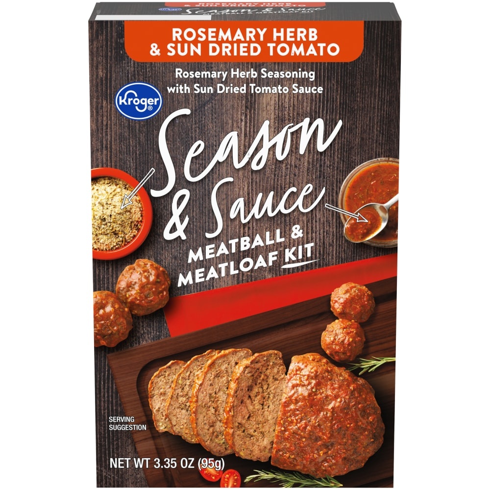 slide 1 of 1, Kroger Season & Sauce Rosemary Herb & Sun Dried Tomato Meatball & Meatloaf Kit, 3.35 oz