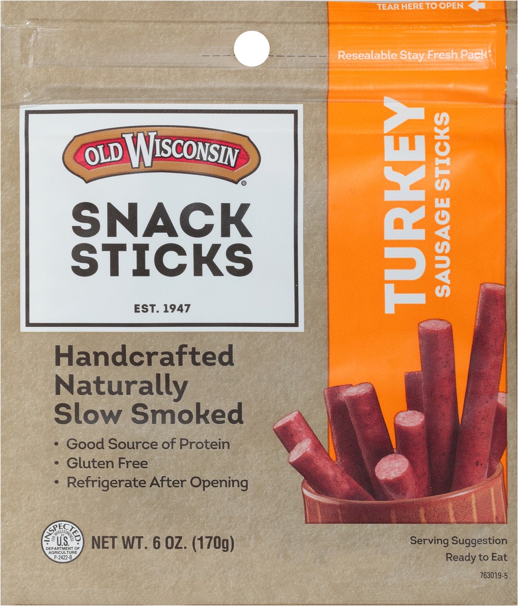 slide 2 of 7, Old Wisconsin Turkey Sausage Snack Sticks 6 oz. Pouch, 6 oz