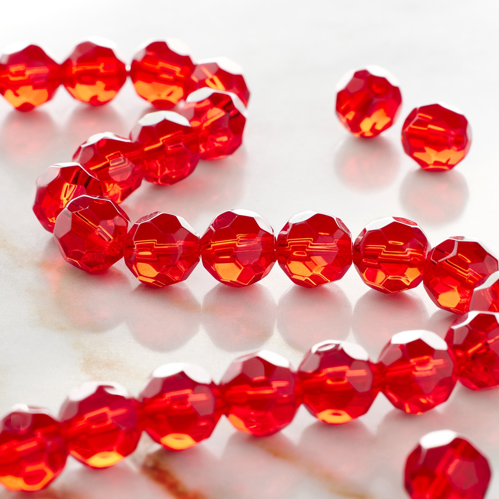 slide 2 of 3, Ruby Faceted Glass Round Beads, 10mm By Bead Landing, 10mm