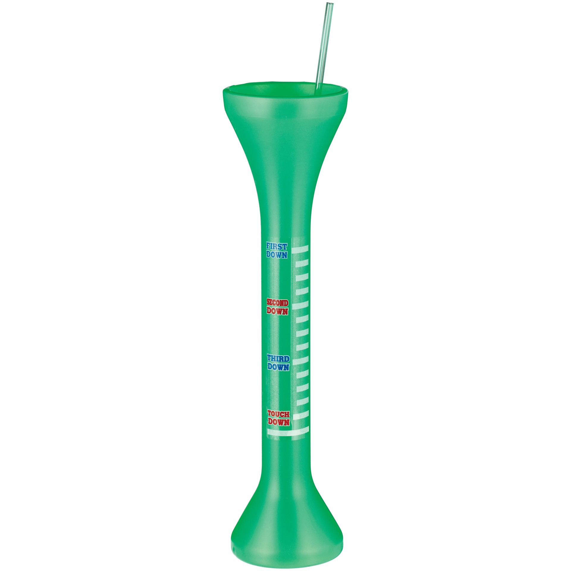 slide 1 of 1, Fun Time International Green Football Yard Bottle with Straw, 1 ct