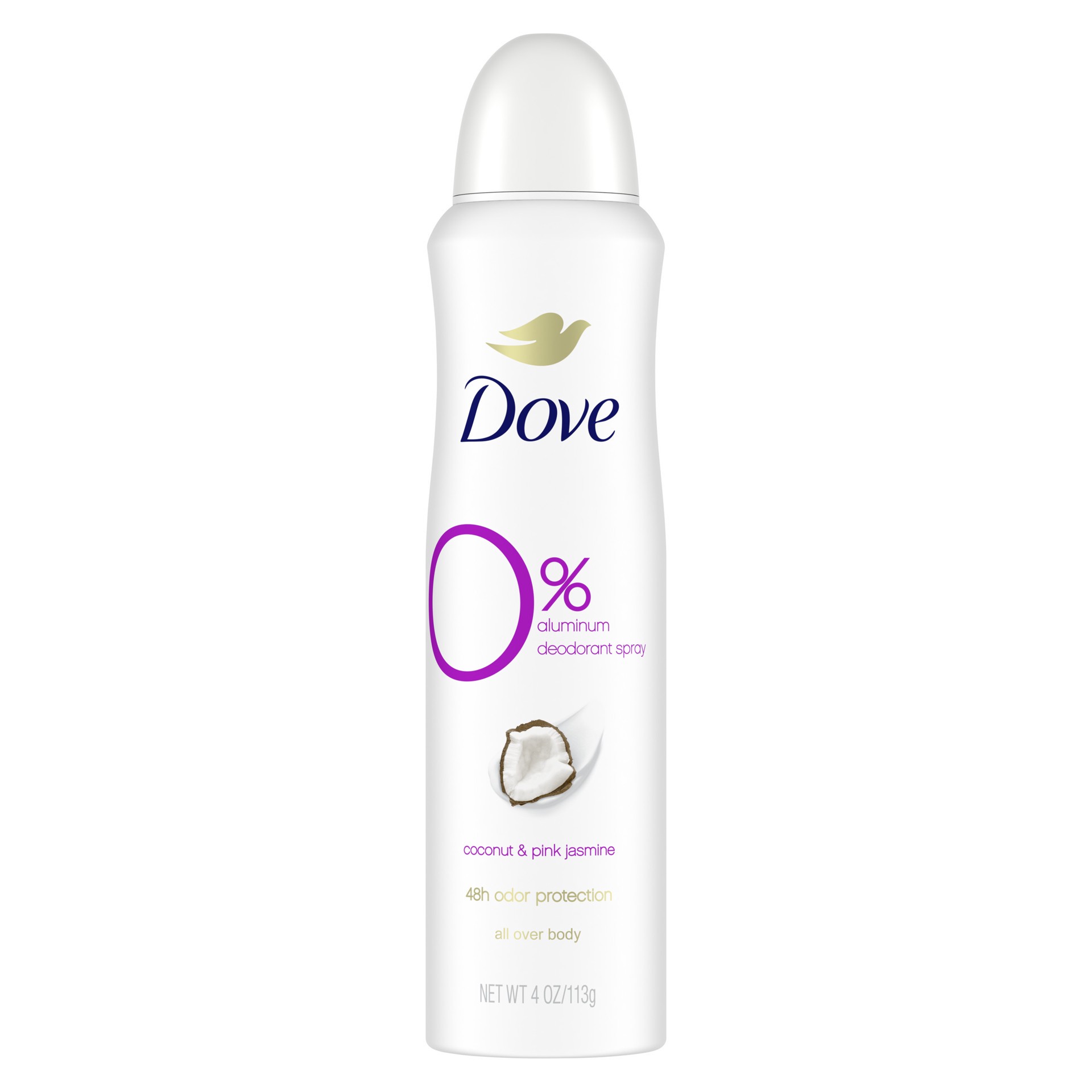 slide 1 of 9, Dove 0% Aluminum Deodorant Spray Coconut & Pink Jasmine, 4 oz1 Count, 4 oz