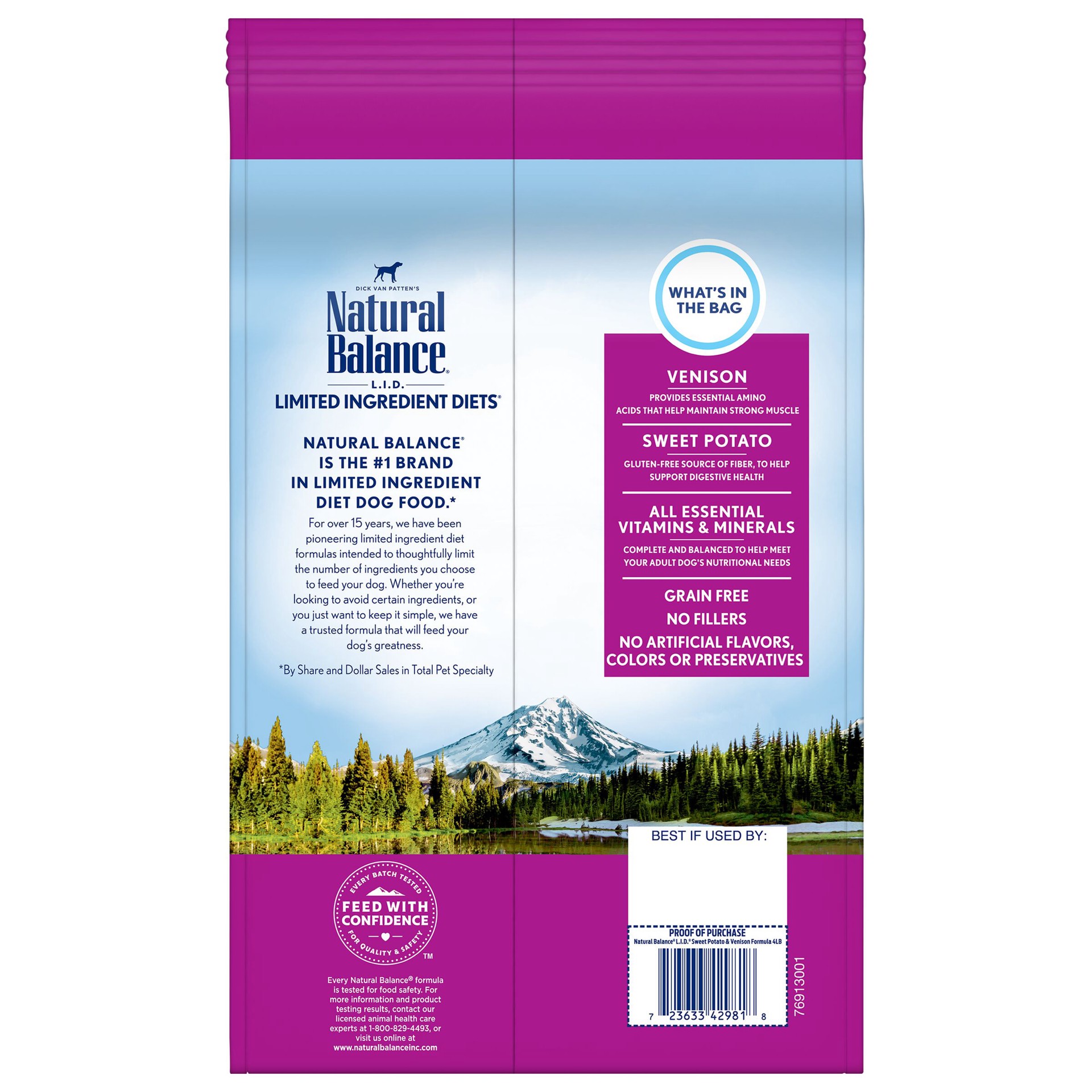 slide 4 of 5, Natural Balance Limited Ingredient Diet Adult Dry Dog Food - Grain Free, Sweet Potato & Venison, 4 lb
