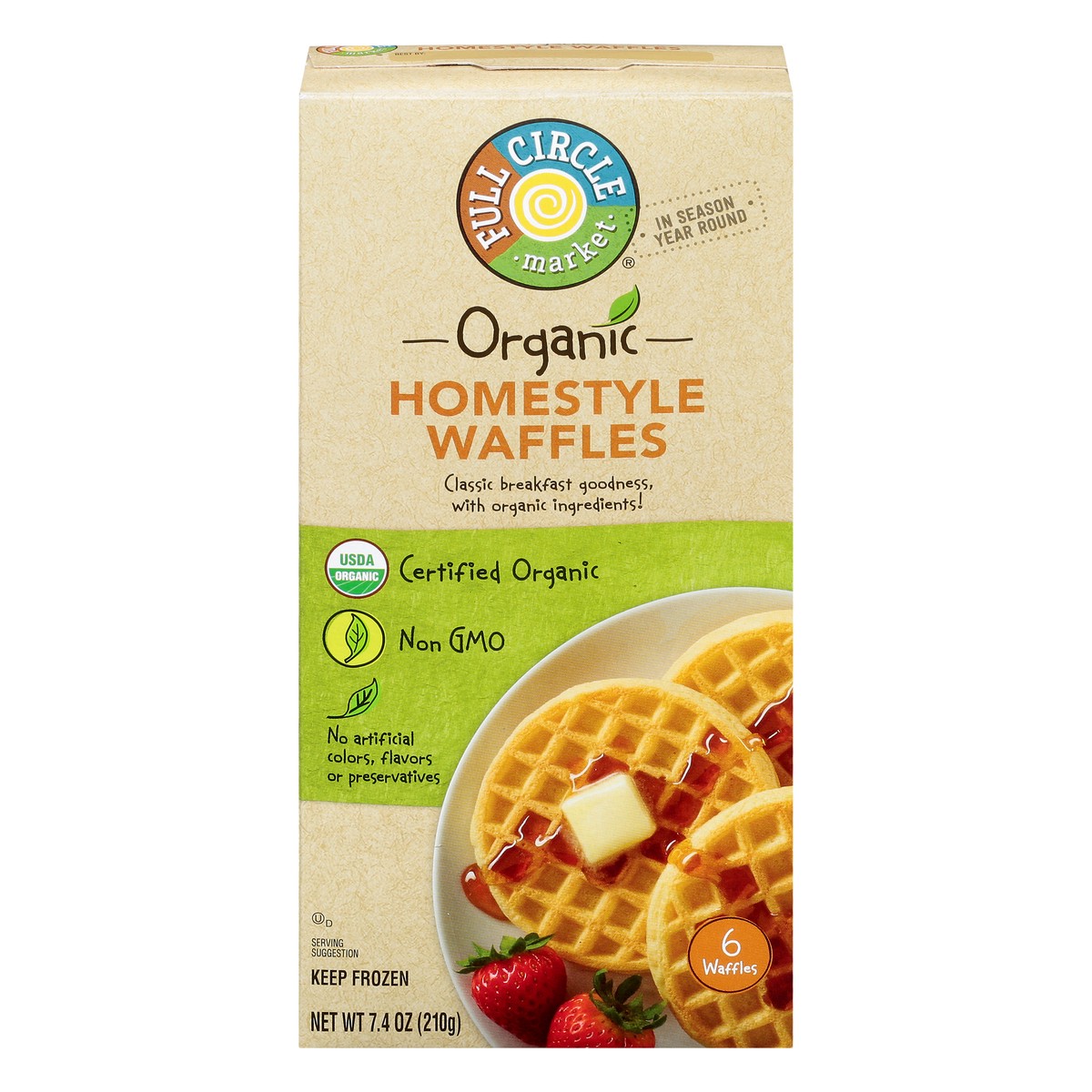 slide 1 of 1, Full Circle Market Organic Homestyle Waffles 6 ea, 6 ct