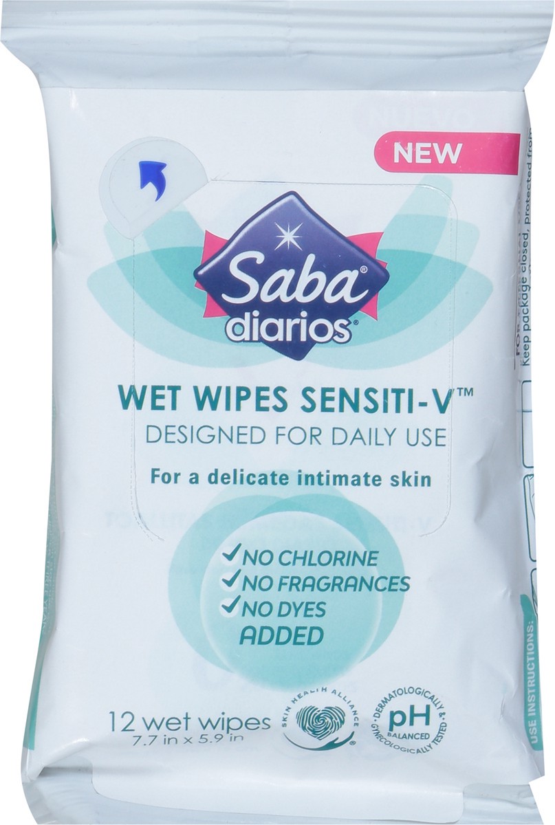 slide 11 of 14, Saba Diarios Sensiti-V Wet Wipes 12 ea, 12 ct
