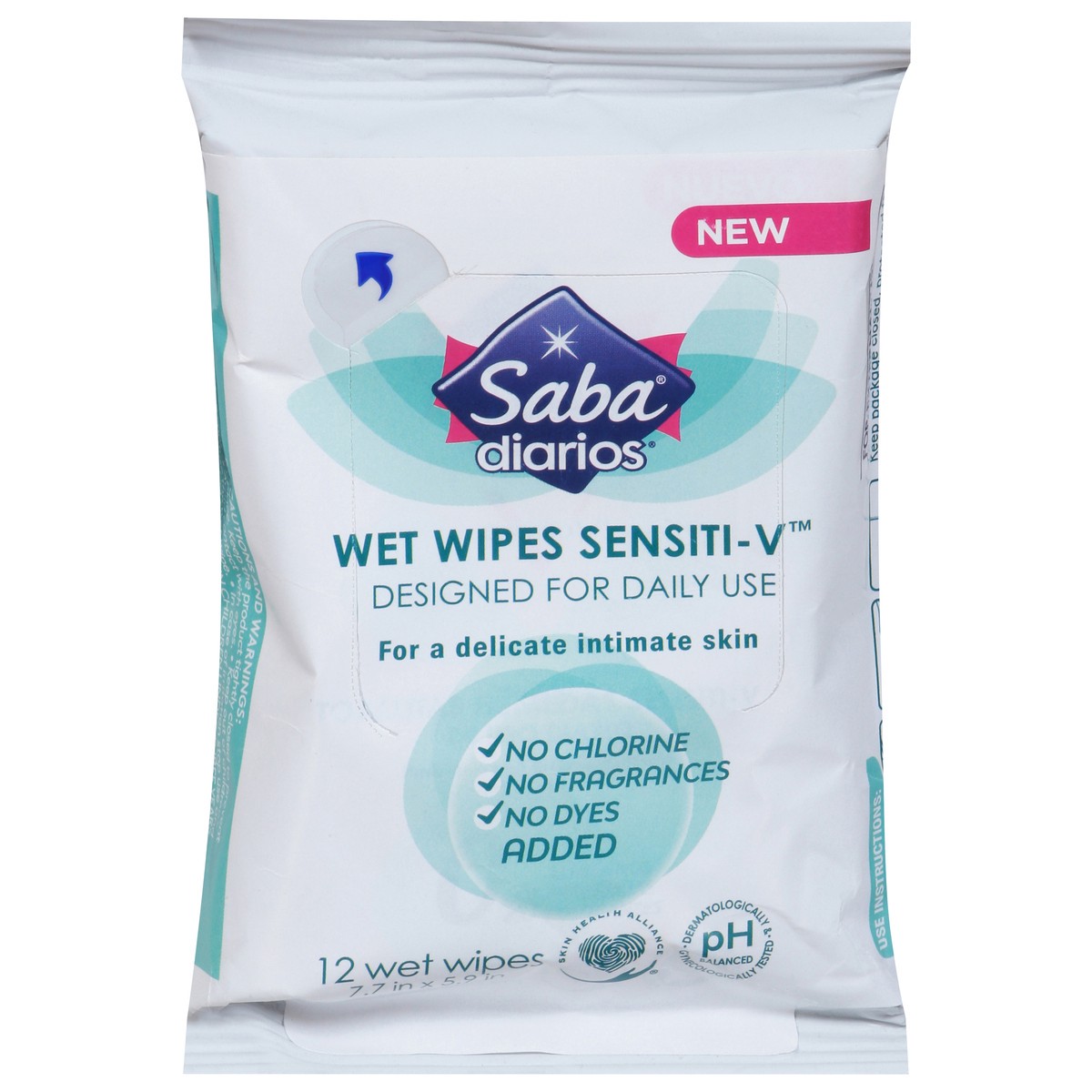 slide 1 of 14, Saba Diarios Sensiti-V Wet Wipes 12 ea, 12 ct