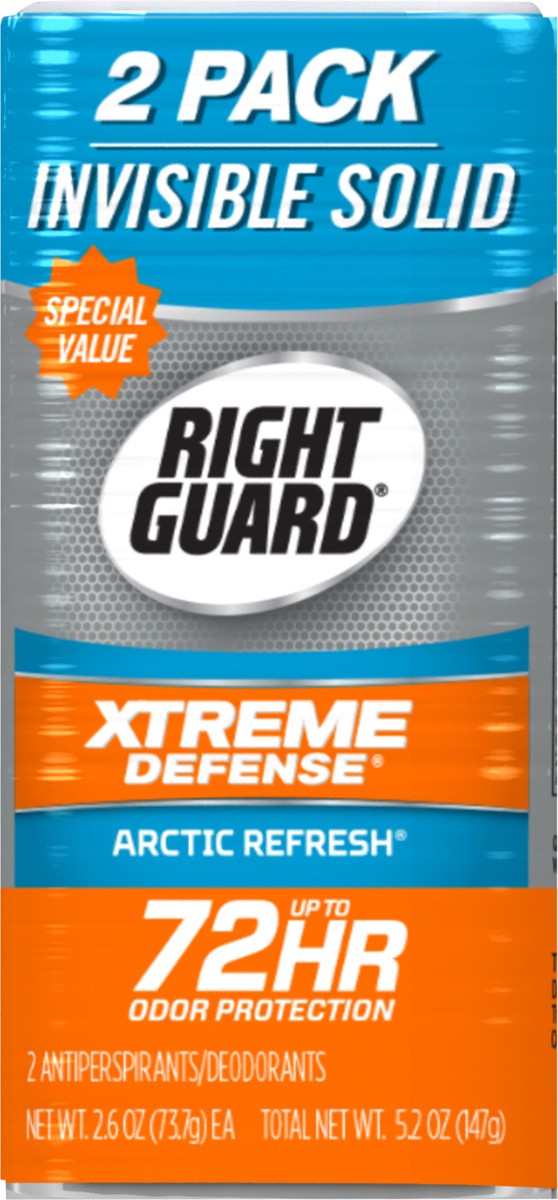 slide 4 of 10, Right Guard Xtreme Defense Arctic Refresh Antiperspirant Invisible Solid, 2.6 oz, 2 Pack, 2 ct