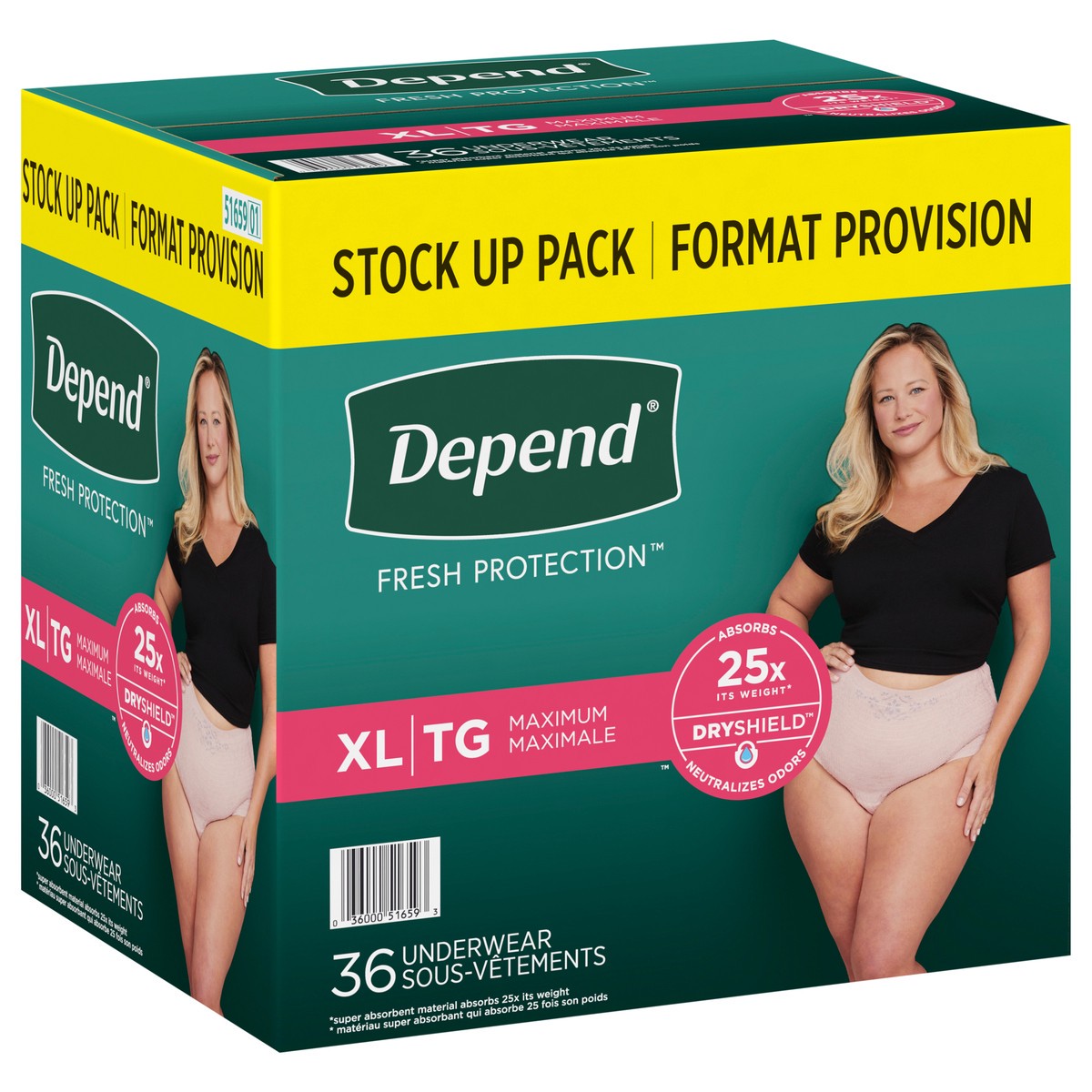 slide 3 of 9, Depend Fresh Protection Adult Incontinence Underwear for Women (Formerly Depend Fit-Flex), Disposable, Maximum, Extra-Large, Blush, 36 Count, 36 ct