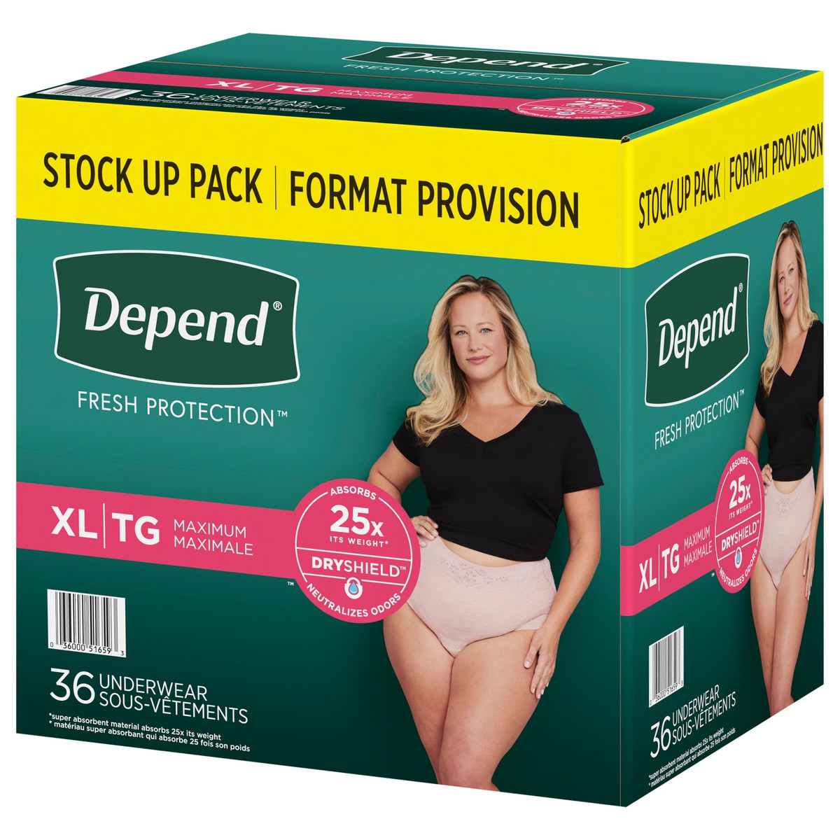 slide 5 of 9, Depend Fresh Protection Adult Incontinence Underwear for Women (Formerly Depend Fit-Flex), Disposable, Maximum, Extra-Large, Blush, 36 Count, 36 ct