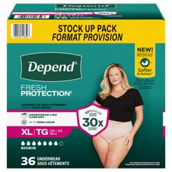 Depend Fresh Protection Adult Incontinence & Postpartum Bladder Leak Underwear for Women, Disposable, Maximum, Extra-Large, Blush, 36 Count
