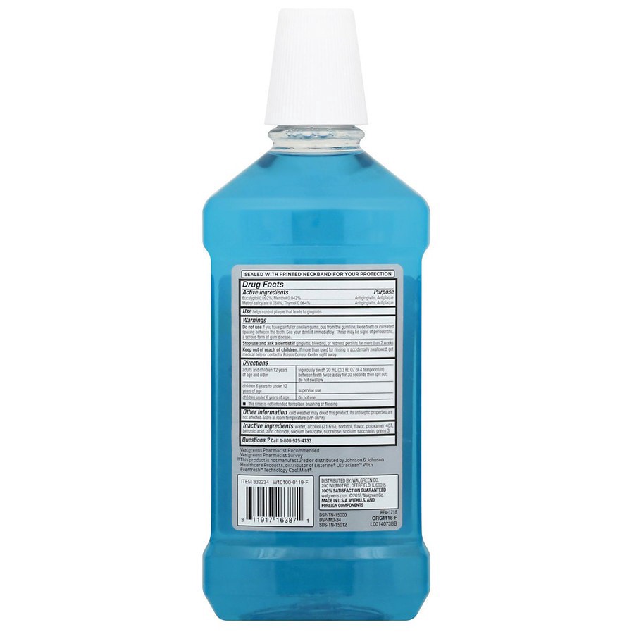 slide 4 of 4, Walgreens Mint Tartar Control Plus Antiseptic Mouth Rinse, 33.8 fl oz