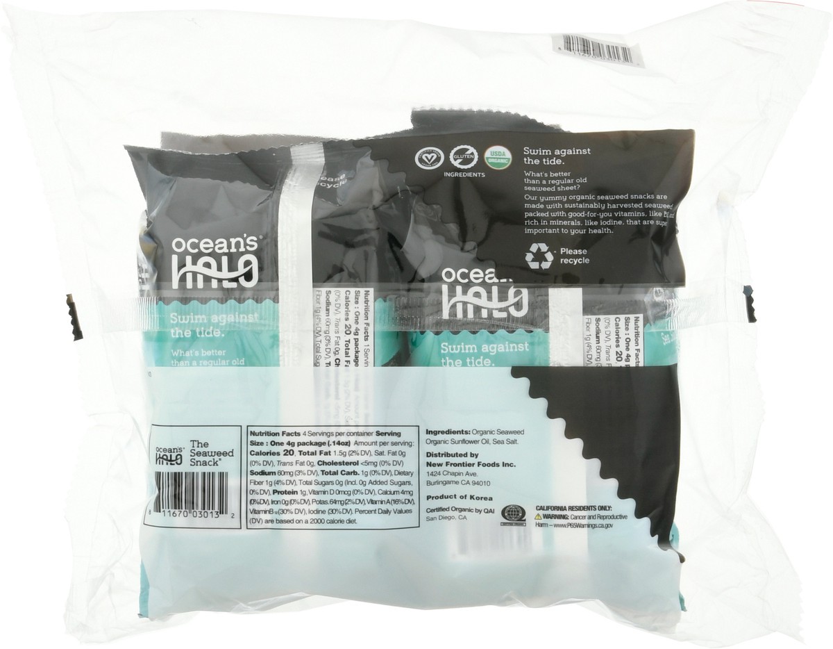 slide 2 of 12, Ocean's Halo Organic 4 Pack Sea Salt Seaweed Snacks 4 ea, 4 ct