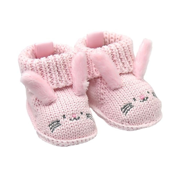 slide 1 of 1, goldbug Newborn Crochet Knit Bunny Bootie - Pink, 1 ct