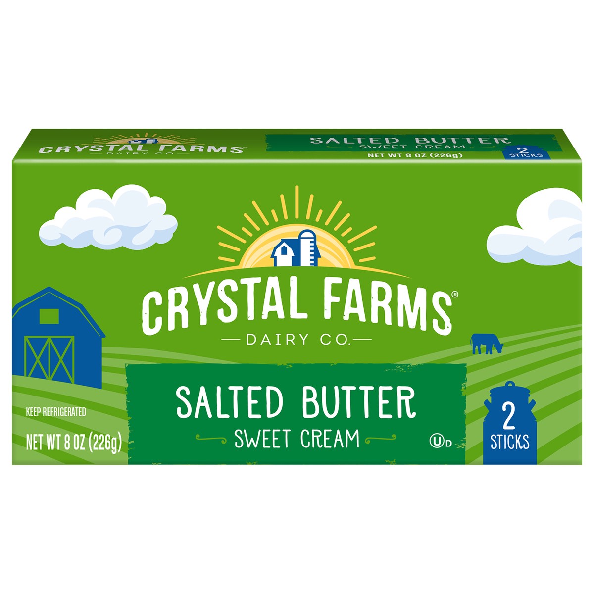 slide 1 of 8, Crystal Farms Salted Sweet Cream Butter, 8 oz, 2 Sticks, 2 ct