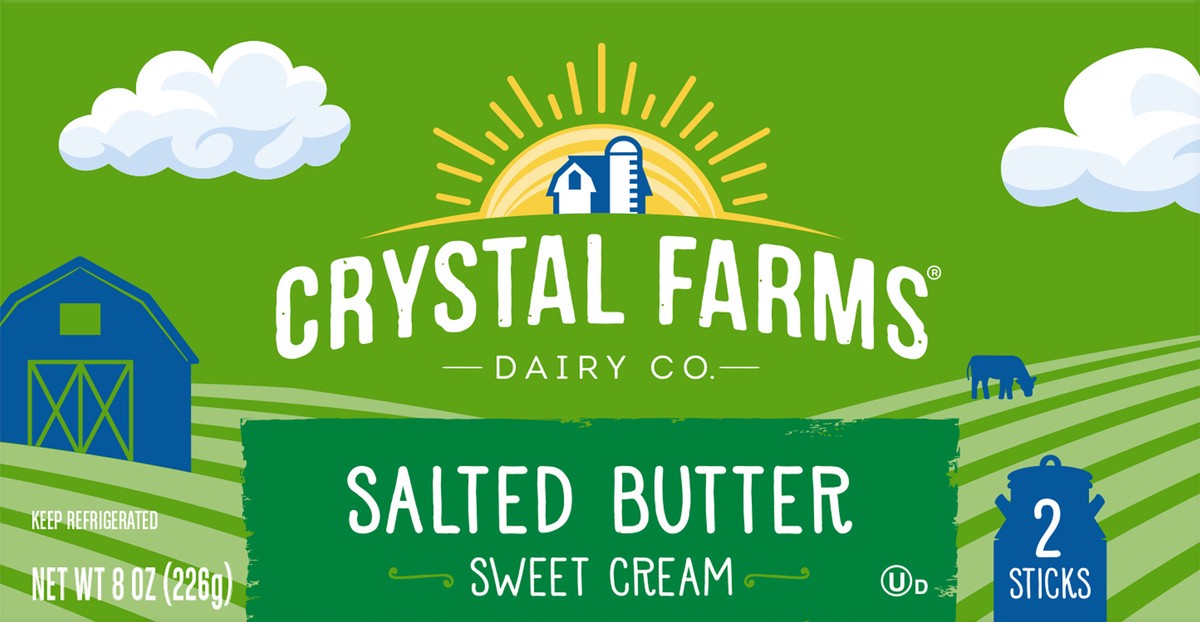 slide 7 of 8, Crystal Farms Salted Sweet Cream Butter, 8 oz, 2 Sticks, 2 ct