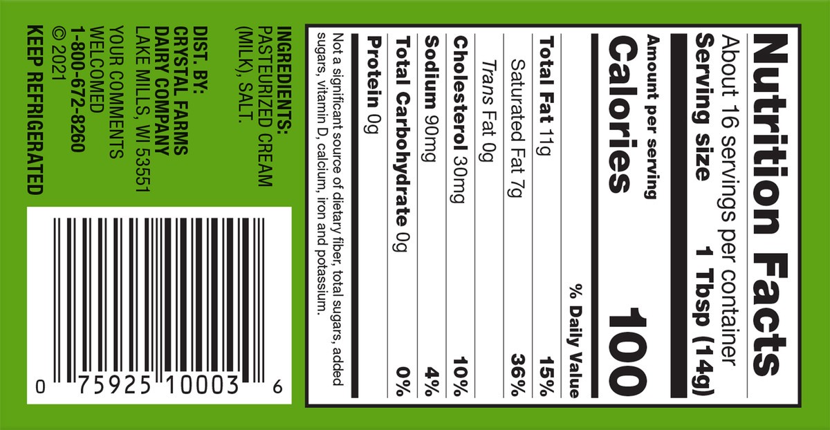 slide 4 of 8, Crystal Farms Salted Sweet Cream Butter, 8 oz, 2 Sticks, 2 ct