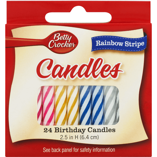 slide 4 of 8, Betty Crocker Rainbow Stripe Birthday Candles, 24 ct