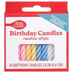 Betty Crocker Rainbow Stripe Birthday Candles 24 Each