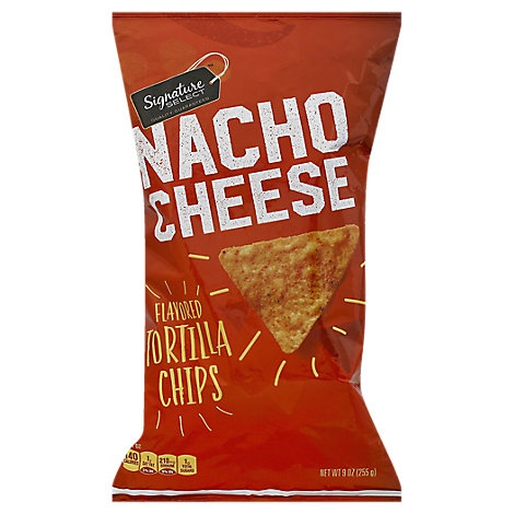 slide 1 of 1, Signature Select Tortilla Chips Nacho Cheese, 9 oz