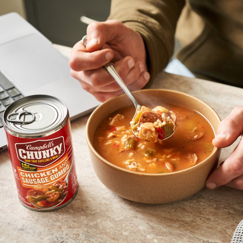 slide 3 of 6, Campbell's Chunky Grilled Chicken & Sausage Gumbo, 12 ct; 18.8 oz