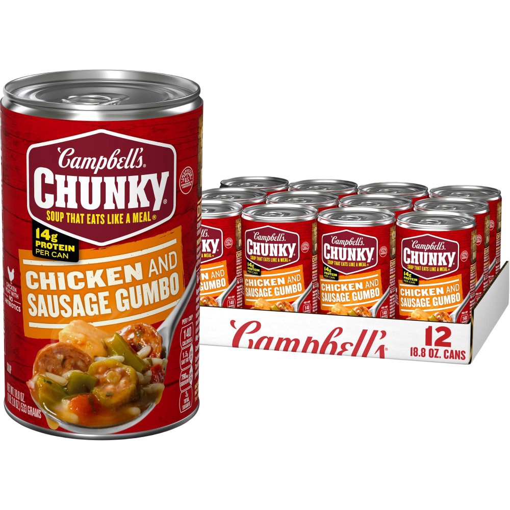 slide 1 of 6, Campbell's Chunky Grilled Chicken & Sausage Gumbo, 12 ct; 18.8 oz