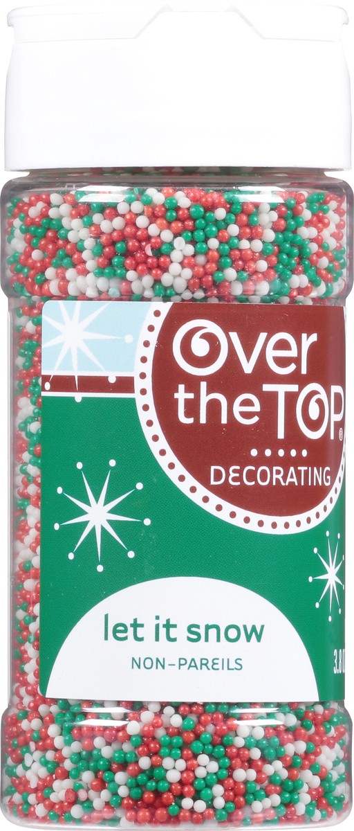 slide 13 of 16, Over The Top Decorating Let It Snow Non-Pareils 3.8 oz, 3.8 oz