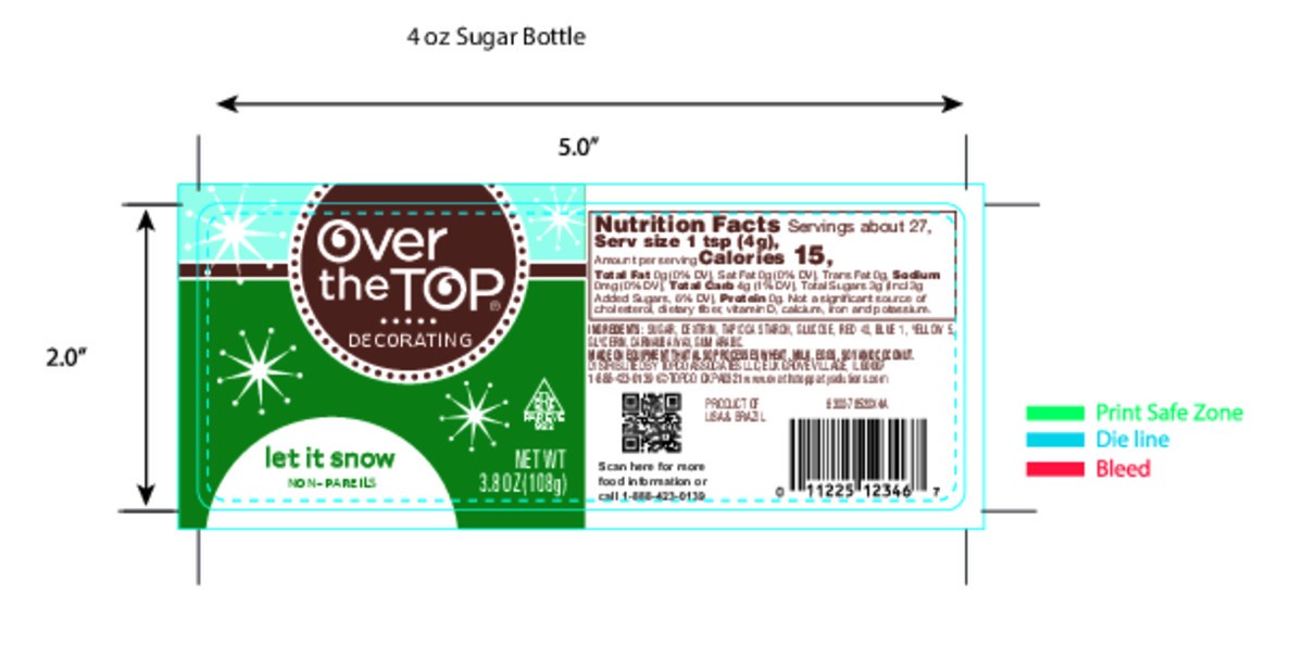 slide 3 of 16, Over The Top Decorating Let It Snow Non-Pareils 3.8 oz, 3.8 oz