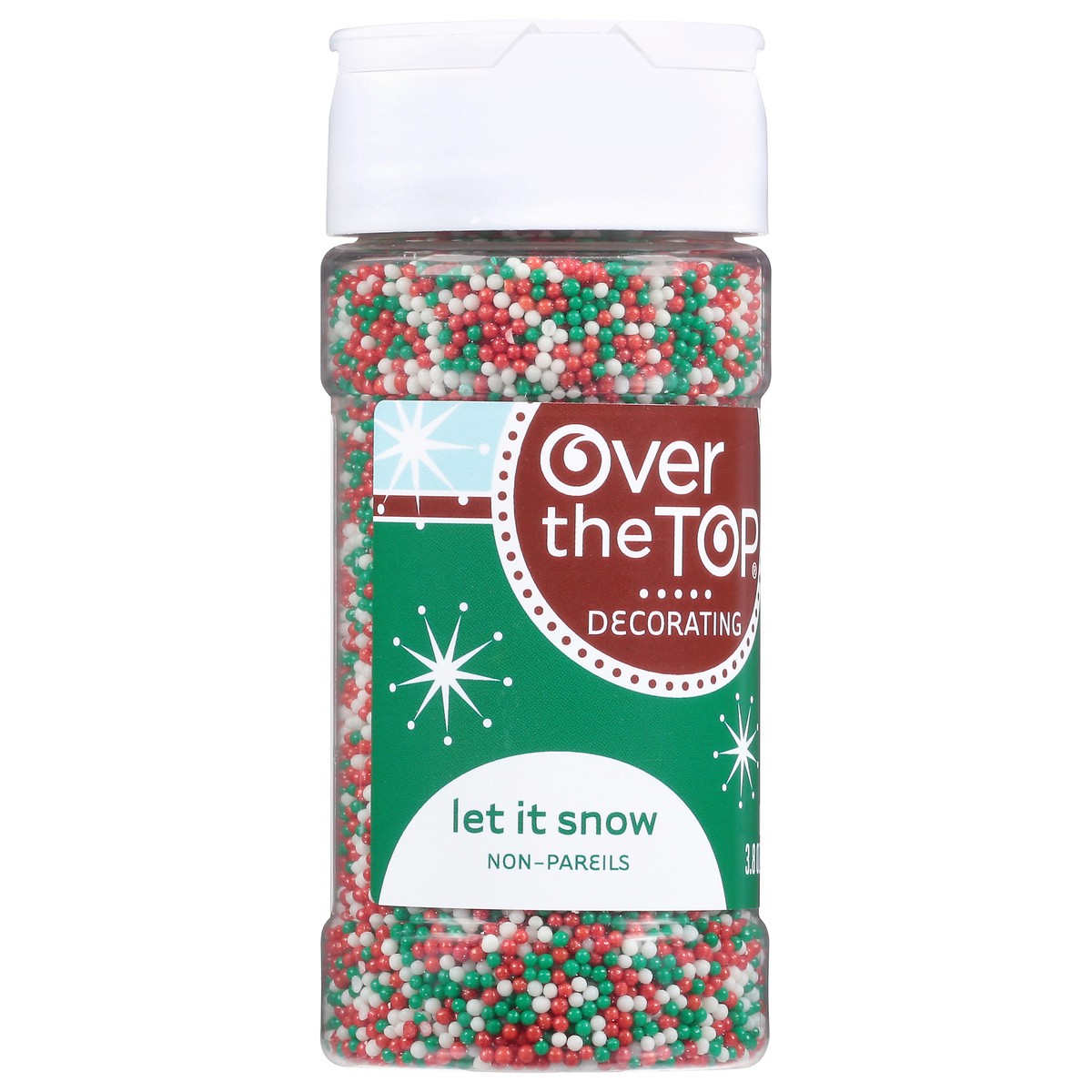 slide 5 of 16, Over The Top Decorating Let It Snow Non-Pareils 3.8 oz, 3.8 oz