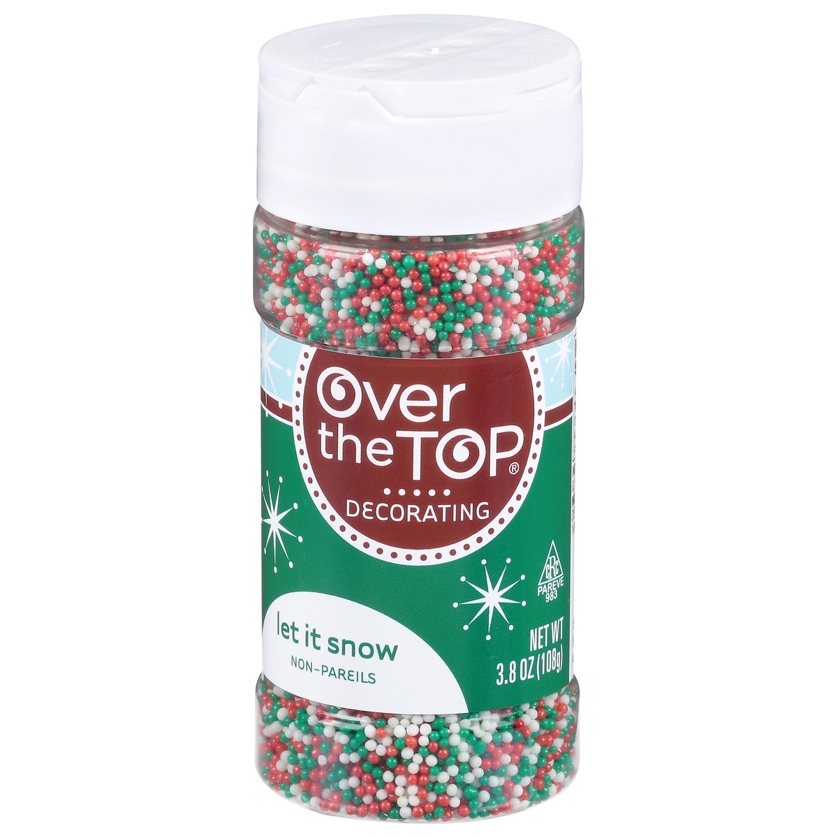 slide 4 of 16, Over The Top Decorating Let It Snow Non-Pareils 3.8 oz, 3.8 oz