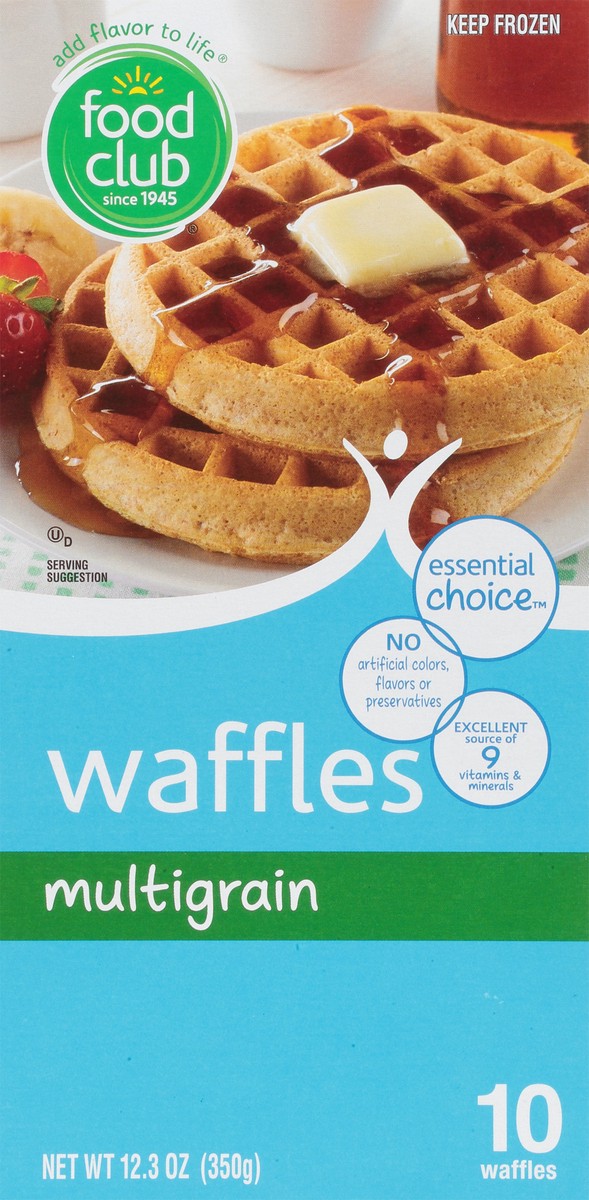 slide 10 of 15, Food Club Essential Choice Multigrain Waffles 10 ea, 10 ct