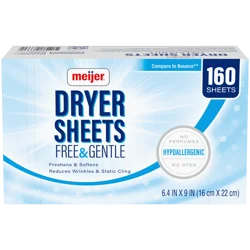 Meijer Fabric Softener Sheets, Free and Gentle