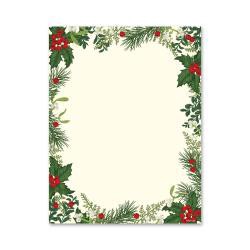 slide 1 of 1, Geo Studios Holiday Themed Letterhead Paper, 8-1/2"" x 11-3/4"", Vintage Holly, Pack Of 70 Sheets, 1 ct