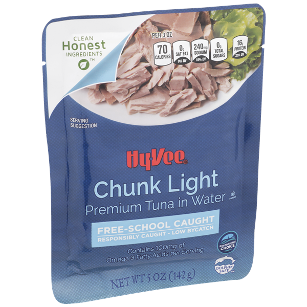 slide 1 of 1, Hy-vee Chunk Light Premium Tuna In Water, 5 oz