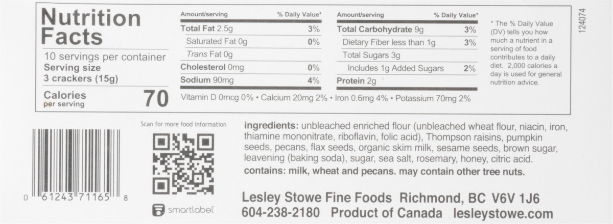 slide 5 of 9, Lesley Stowe Raincoast Crisps Rosemary Raisin Pecan Crackers 5.3 oz, 5.3 oz
