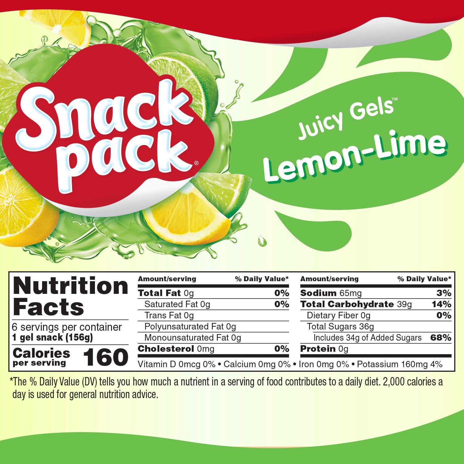 slide 4 of 5, Snack Pack Super Lemon-Lime Juicy Gels 6 - 5.5 oz Cups, 33 oz