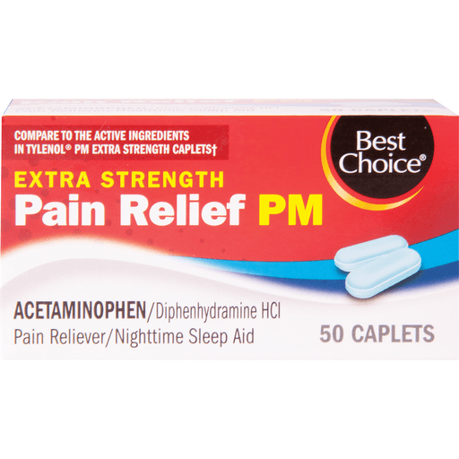 slide 1 of 1, Best Choice Ex Strength Pain Relief Pm Caplets, 50 ct