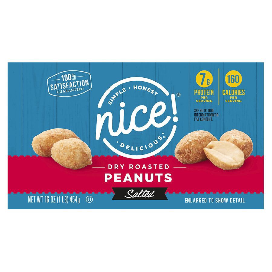 slide 2 of 5, Nice! Peanuts Dry Roasted & Salted, 16 oz