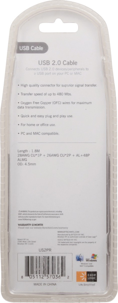 slide 4 of 11, Case Logic 2.0 USB Cable 1 ea, 1 ct