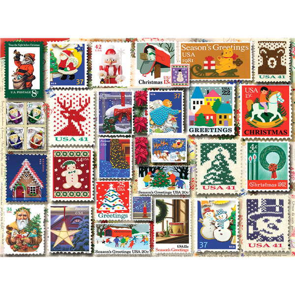 slide 1 of 1, Christmas Stamps Jigsaw Puzzle, 1 ct